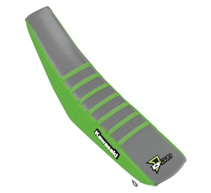 D'COR Seat Cover Green/Grey/Green Ribs for 2012-2015 Kawasaki KX 450F 30-20-458 - Image 1 of 1