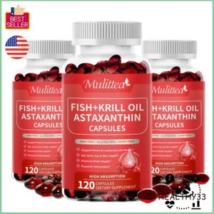 Antarctic Krill Oil Softgels Fish Oil Omega-3 Complex, EPA, DHA & Astaxanthin - Picture 1 of 7