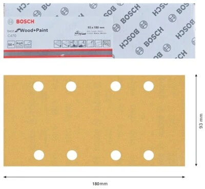 Bosch 50 x Schleifpapier Schleifblätter Schwingschleifer Holz Farbe 93 x 180 mm - Bild 1 von 4