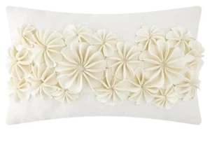 3D Flower Throw Pillow Cover Velvet 12x20 Inches Home Decor Cream Velvet - Picture 1 of 10