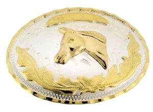 Horse Belt Buckle Men Women Western Cowboy Cowgirl Rodeo Gold Metal Texas Style - Picture 1 of 10