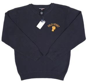 NEW Vintage Polo Sport Ralph Lauren Boys Sweater! Navy with Felt "P" Japan Made - Picture 1 of 2