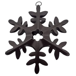 Rustic Metal Snowflake Ornament Black Metal Large 5" Primitive Farmhouse Folk - Picture 1 of 9