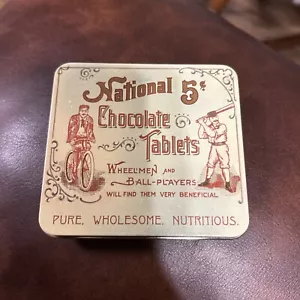 Vtg. TIN NATIONAL 5 CENT CHOCOLATE TABLETS HERSHEY FOOD CORP MADE IN ENGLAND - Picture 1 of 9