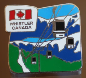 De colección :* WHISTLER CANADA *: ESMALTADO AZUL VERDE BLANCO CON PIN BANDERA CA EXCELENTE ESTADO - Imagen 1 de 5