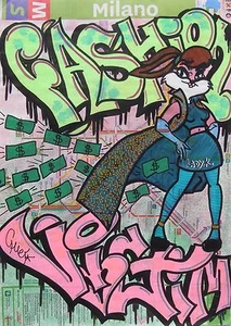 CHIEF (Milan 1985)+Lady K (Milan 1994) Milan subway map Graffiti FASHION VICTIM - Foto 1 di 1