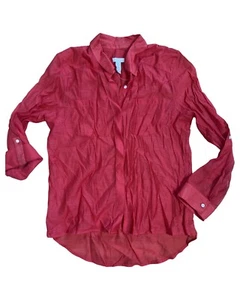 NEU CHICO’S Damen Langarm Bluse Button Down Shirt Oberteil Rot Gr. 1 - Bild 1 von 5