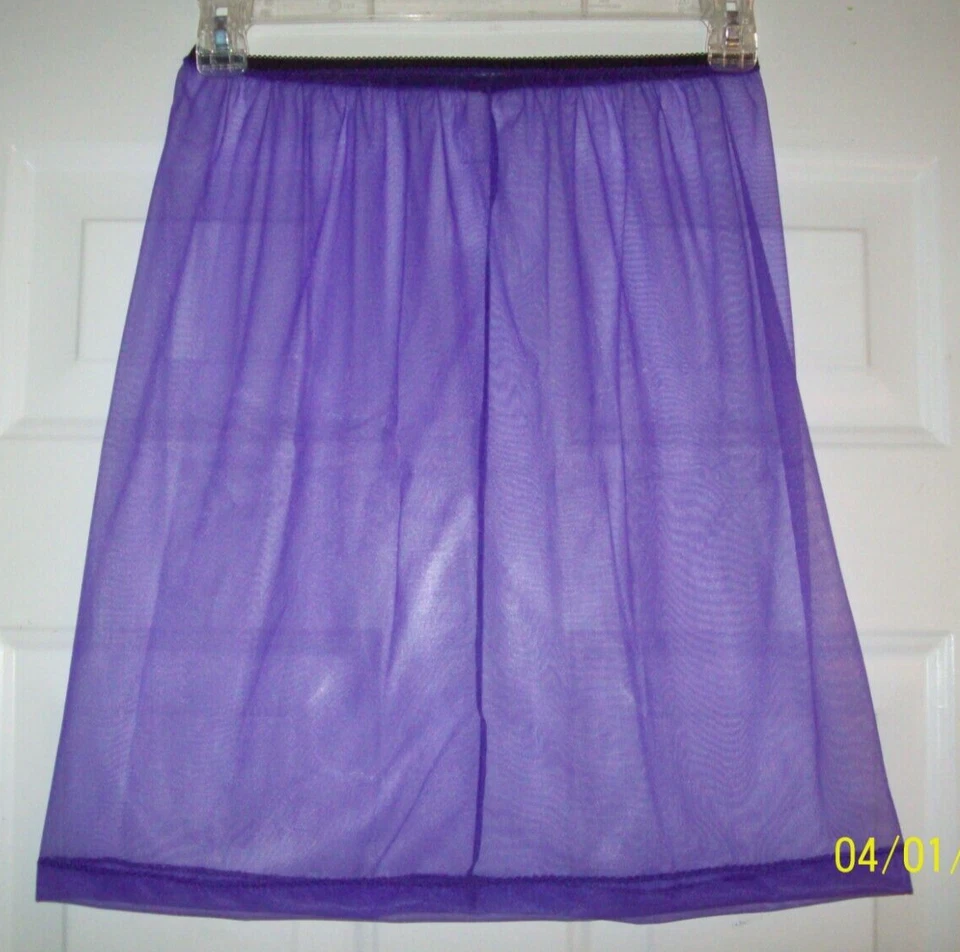PURPLE SHEER NYLON * 15 Denier * HALF SLIP  * 28 - 38" Waist * Length 21" ** - Image 1 of 1
