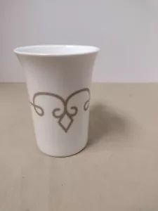 Starbucks Ceramic Coffee Tea TAZO Cup Mug White Gray Diamond Scroll 2015 - Picture 1 of 9