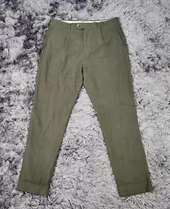 Banana Republic Dress Pants Men's 34 Green Formal Tailored Slim Fit Cuffed Hem - Picture 1 of 19