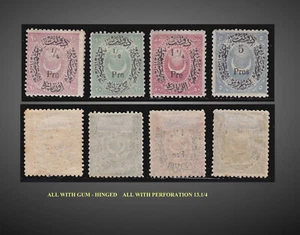 1876 TURKEY DULOZ OVERPRINT MINT H LOT SCT48-50,52 ISFILA DULOZ TYPEV 91-93,95 - Picture 1 of 1