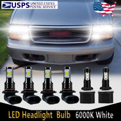 For GMC Jimmy 1996-2005 - 6PC LED Headlight High Low Beam + Fog Light Bulbs HKB - Image 1 of 4