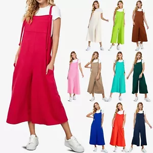 Pantalones sueltos para mujer TheMogan informales texturizados recortados pierna ancha mono - Imagen 1 de 53