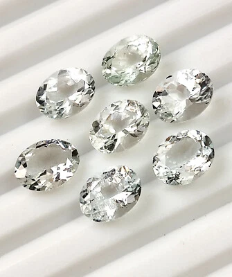 Natural White Aquamarine 7X9 mm Oval Cut Faceted Untreated Gemstone 7 Pieces Lot - Image 1 of 4