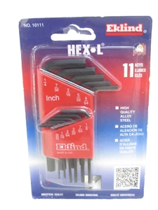 NEW! EKLIND TOOLS 11-pc. SAE HEX-L KEY WRENCH SET, #10111, USA - Picture 1 of 3