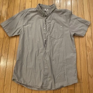 DC Skater Button Down Shirt Mens Short Sleeve Cotton Blend Gray Men’s Size L - Picture 1 of 6