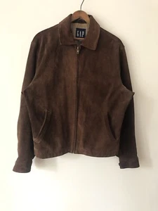 VTG 90s Y2K Gap Suede Leather Bomber Zip Up Jacket Brown Fits Sm/Md - Picture 1 of 14