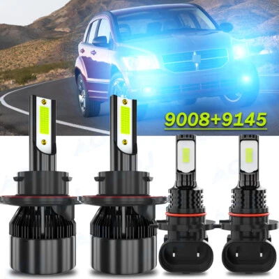For Dodge Caliber 2007 2008 2009 8000K Combo 4PC LED Headlight + Fog Light Bulbs Foto 1 de 4