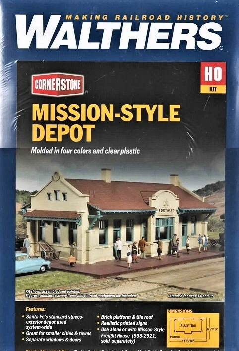HO Scale Walthers Cornerstone 933-2920 Mission-Style Depot Kit - Image 1 of 1