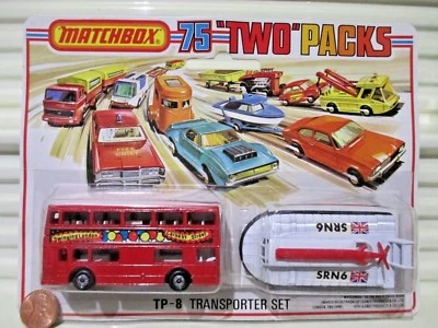 Lesney Matchbox 1976 TP-8 CARNABY STREET Bus + HOVERCRAFT Two Pack Nu in BublPak - Image 1 of 4