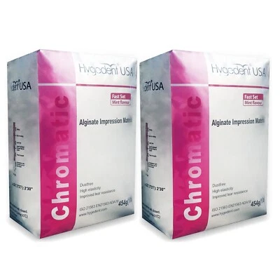 2 x Conjunto Rápido Dental Cromático Hygedent Impressão Perfeita Sem Poeira Alginato Dental - Imagem 1 de 4