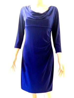 ANNE KLEIN женщин Sz маленький синий платье собранными в Рюш драпированный вырез - Изображение 1 из 4