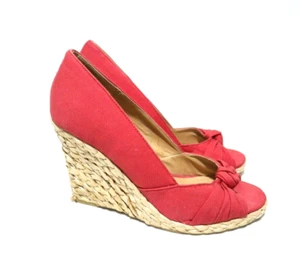 Sandler Size 6 Womens Peep Toe Tied Pleat Knot Espadrille Platform Wedge - Picture 1 of 6