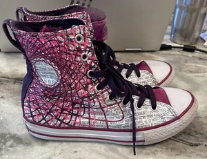 CONVERSE Chuck Taylor All Star PARTY HI high Sneaker Junior 3 Sapphire Pink EUC - Picture 1 of 10