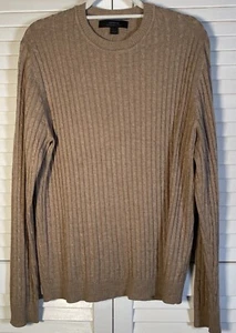 Express Sweater Men’s L Beige Silk Cashmere Blend LS Cable knit luxury classic - Picture 1 of 7