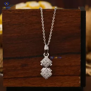 Colgante de diamantes cultivados en laboratorio de corte redondo 0,23 TCW con lona de oro blanco 18K - Imagen 1 de 4