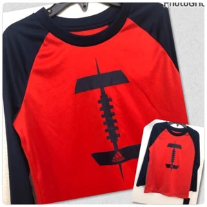 ADIDAS Climalite Boys 4T Long Sleeve Tee T-Shirt Football Graphic Orange NWT - Picture 1 of 9