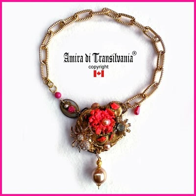 Jewelry Necklace Pendant Luxury Elegant Jewel Flower Spider Insect Charm Crystal - Image 1 of 4