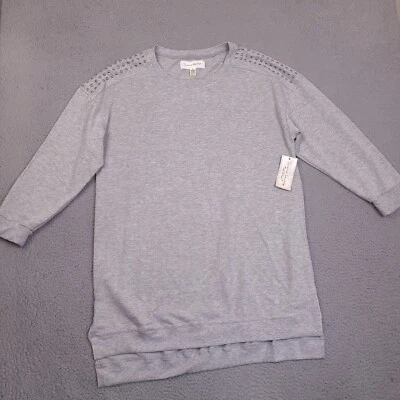 Sudadera French Laundry Mujer XL Gris Hombros Largos Tachonados Foto 1 de 4