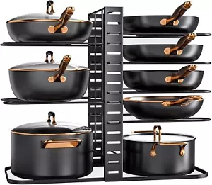 Pots and Pans Organizer : Rack under Cabinet, 8-Tier Kitchen Cabinet Organizers - Picture 1 of 6