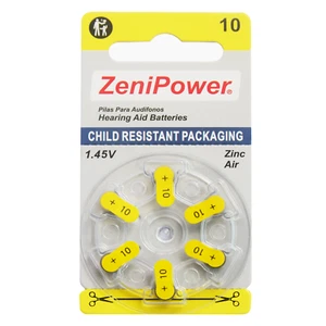 ZeniPower Size 10 1.45V Zinc-Air Hearing Aid Batteries (6 Pack) - Picture 1 of 5