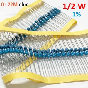 1/2W Resistors metal film 1% All 194 values available 0 ohm to 22M ohm 50 Pack - Picture 1 of 10
