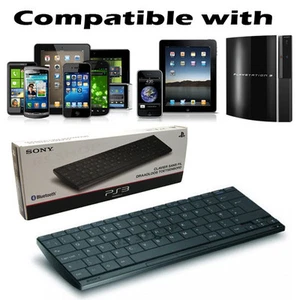 Official Sony Wireless Slim AZERTY Bluetooth Keyboard for PS2/3/4 & iPad iPhone - Picture 1 of 2