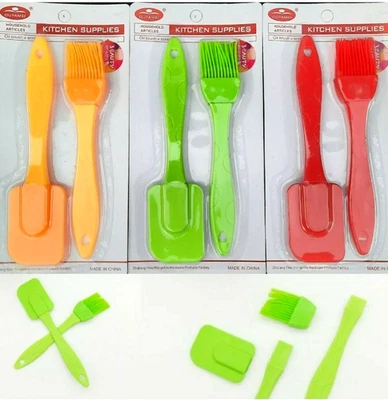 Cooking Brush & Spatula Baking Butter Silicone Seasoning Icing Basting Grill 2Pc - Image 1 of 4