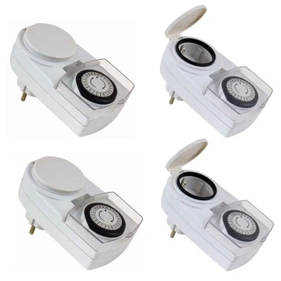 2 Stück Außen Zeitschaltuhr für Steckdose Analoger Drehschalter IP44 16A 3500W - Bild 1 von 4