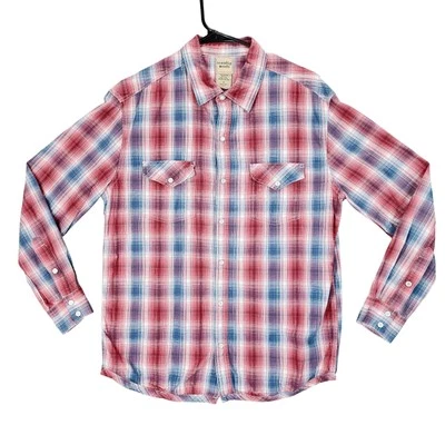 Scandia Woods Button Up Shirt M Men Plaid Red White Blue Pearl Cowboy Western - Image 1 of 4