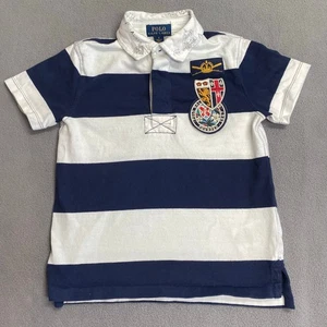 Polo Ralph Lauren Striped Polo Crests Young Boy Small Preppy Cotton Blue White - Picture 1 of 10