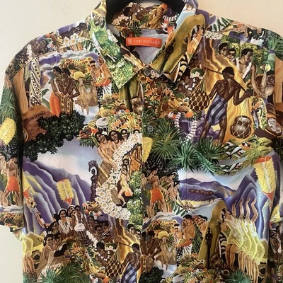 Гавайская мужская рубашка Tori Richard Festivaloha Eugene Savage Matson большая РЕДКАЯ - Изображение 1 из 4
