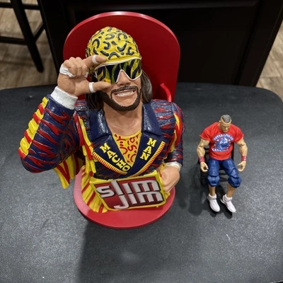 Macho Man Randy Savage 2021 Slim Jim Display Holder & John Cena Figure Lot Sale - Image 1 of 4