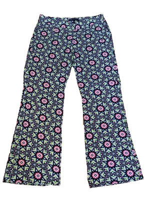 Pantalones de mujer Torrid Insider boho hippie challis talla 16 negros/multi acampanados florales Foto 1 de 4