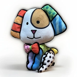 Romero Britto Royalty cane peluche arte colorato multicolore patchwork 12” NO CORONA - Foto 1 di 7