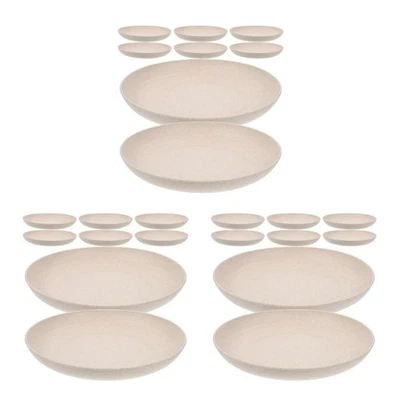  24-teiliges Essteller-Set: Unzerbrechliche Müsliteller aus Weizenstroh, - Bild 1 von 4