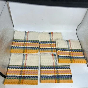 MayaTextiles Textile 7 Inches Multicolor Plaid Fringed Handwoven Boho Rustic - Picture 1 of 6