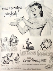 Braut Kanone Perkal Blätter Mühlen Vintage 1947 Zeitschrift Druck Anzeige Werbung - Bild 1 von 5