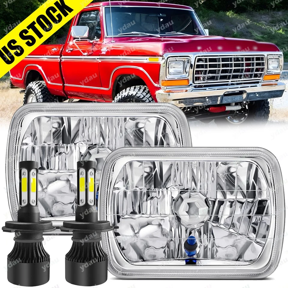 Fit Ford F100 1978 1979 1980 1981 1982 1983 7x6" LED Headlights Hi/Lo Beam DRL - Image 1 of 4