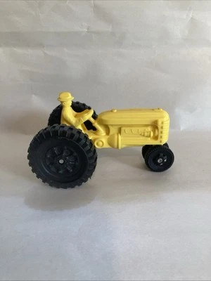 Vintage Yellow Plastic Tractor w/ Man - Image 1 of 4